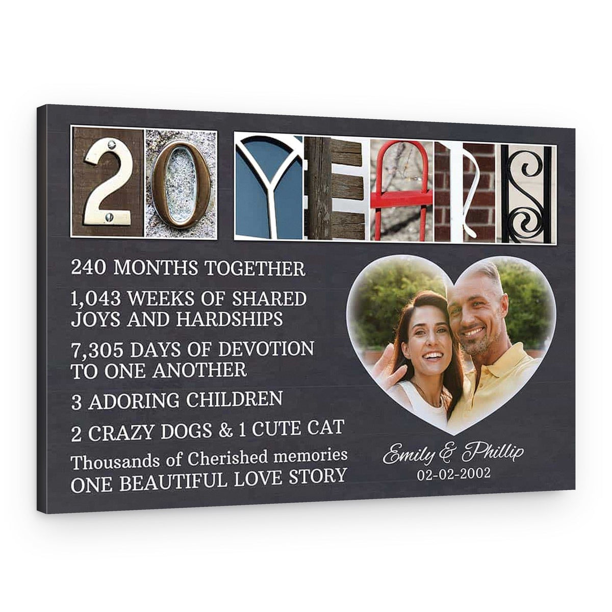 20 Years Anniversary Letter Art Counting Canvas Print – Canvas Print