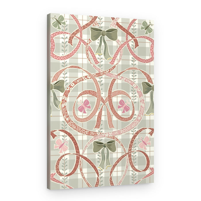 Vintage Ribbon Butterfly Pattern – Canvas Print