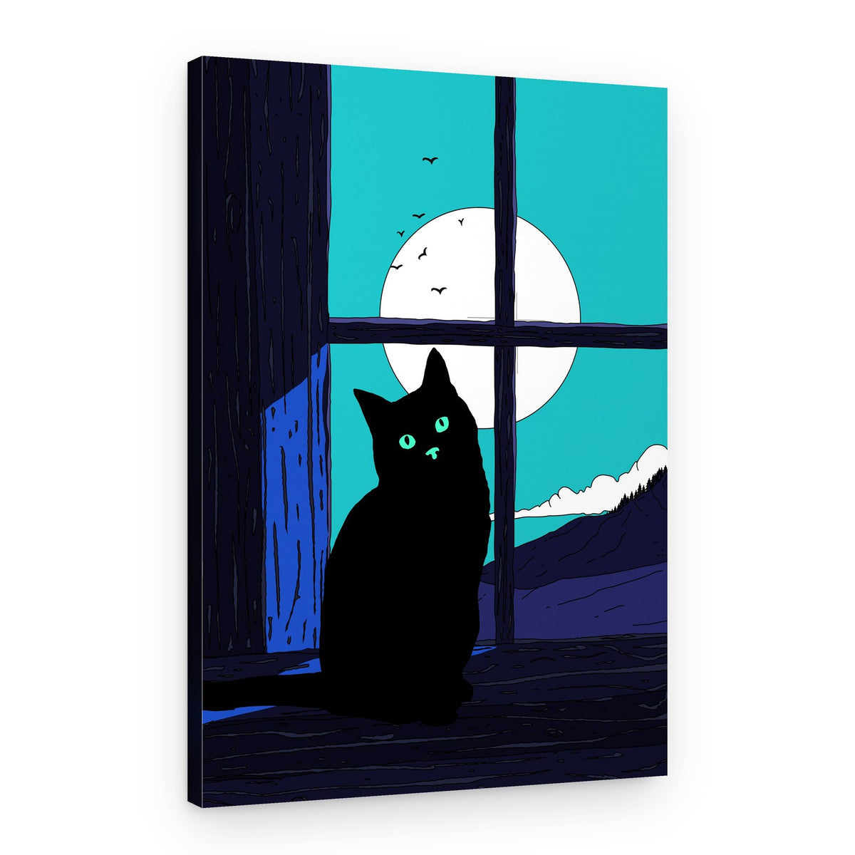 Moonlit Window Cat – Canvas Print