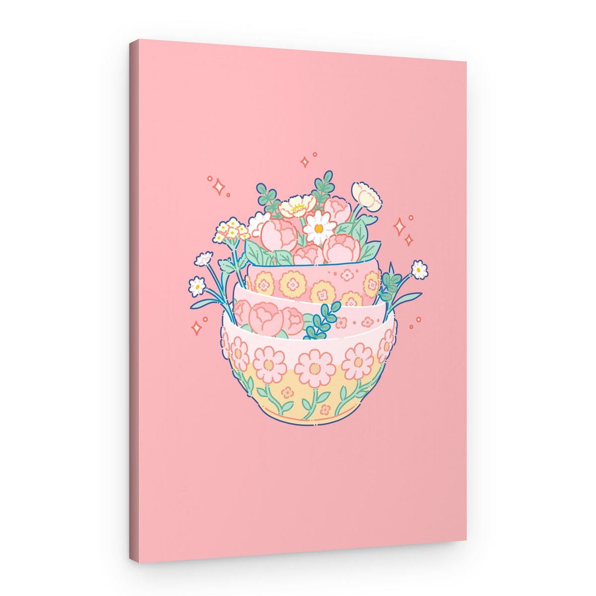 Charming Floral Stack – Canvas Print