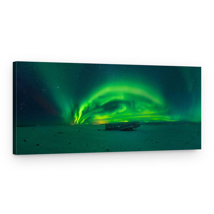 Arctic Aurora Plane Wreck – Canvas Print