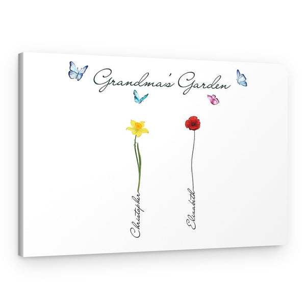 Grandma’s Garden Canvas – Personalized Kids Birth Month Flowers and Names