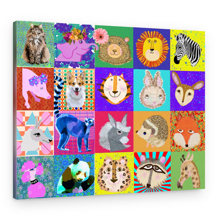 Colorful Whimsical Animal Portraits – Canvas Print