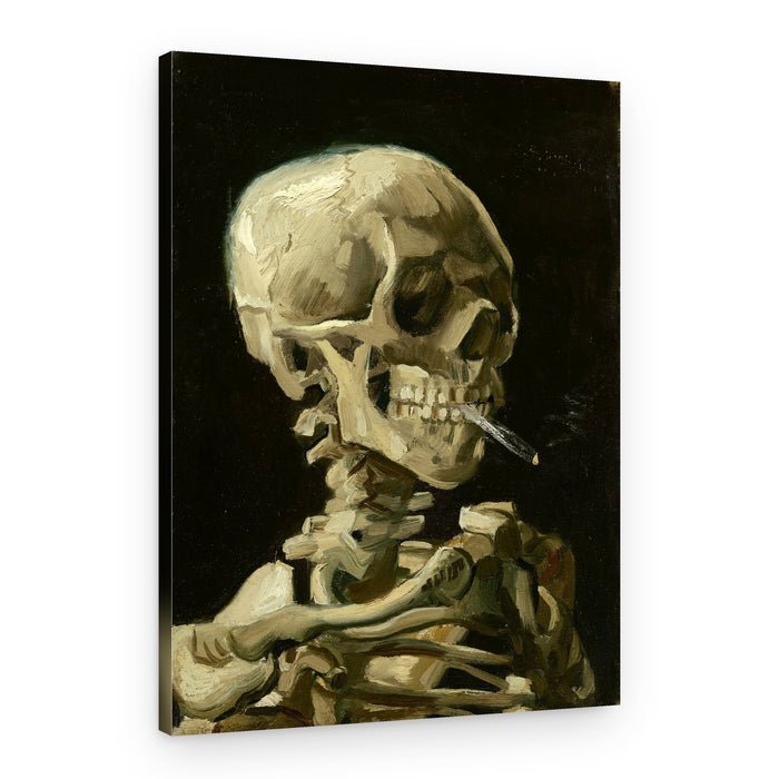 Head of a skeleton with a burning cigarette – Canvas Print