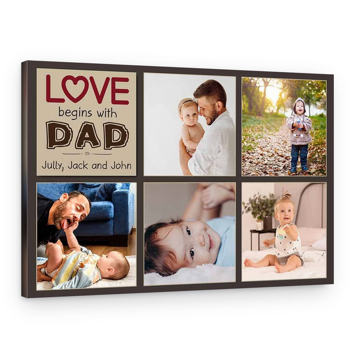 Love Begins With Dad Custom Photo Collage Canvas Print – Canvas Print