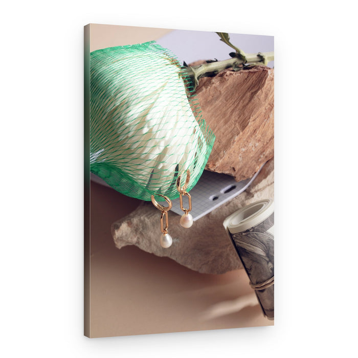 Elegant Pearl Earrings – Canvas Print