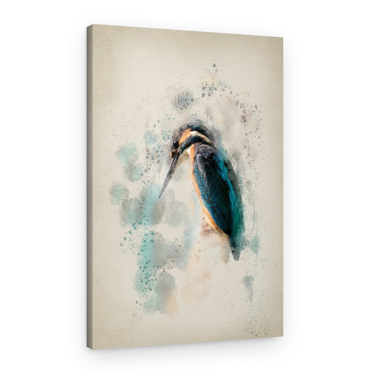 Vibrant Kingfisher Watercolor – Canvas Print