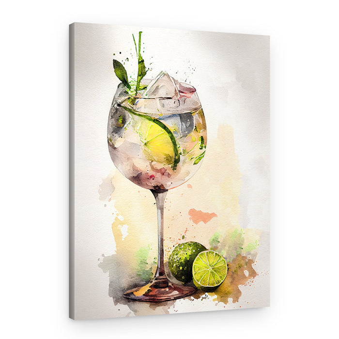 Watercolor Gin Tonic – Canvas Print