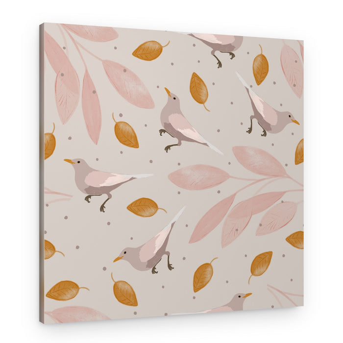 Gentle Autumn Bird Pattern – Canvas Print