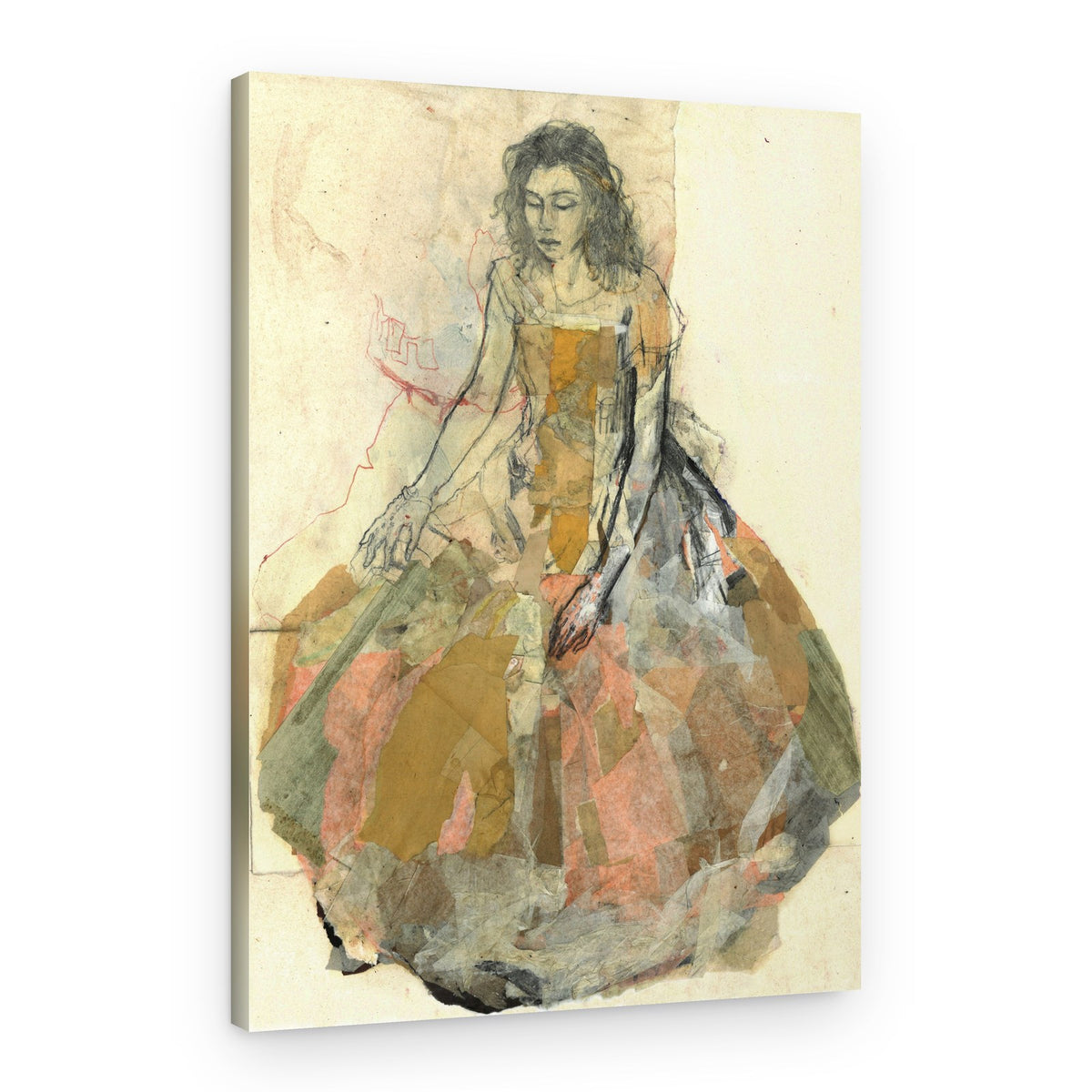 Pensive Woman in Dress – Canvas Print