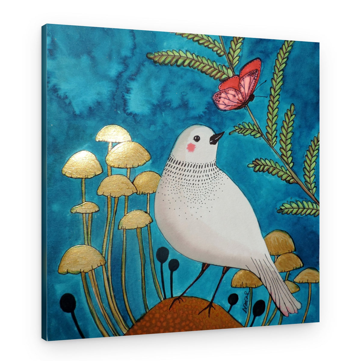 Whimsical Forest Bird – Canvas Print