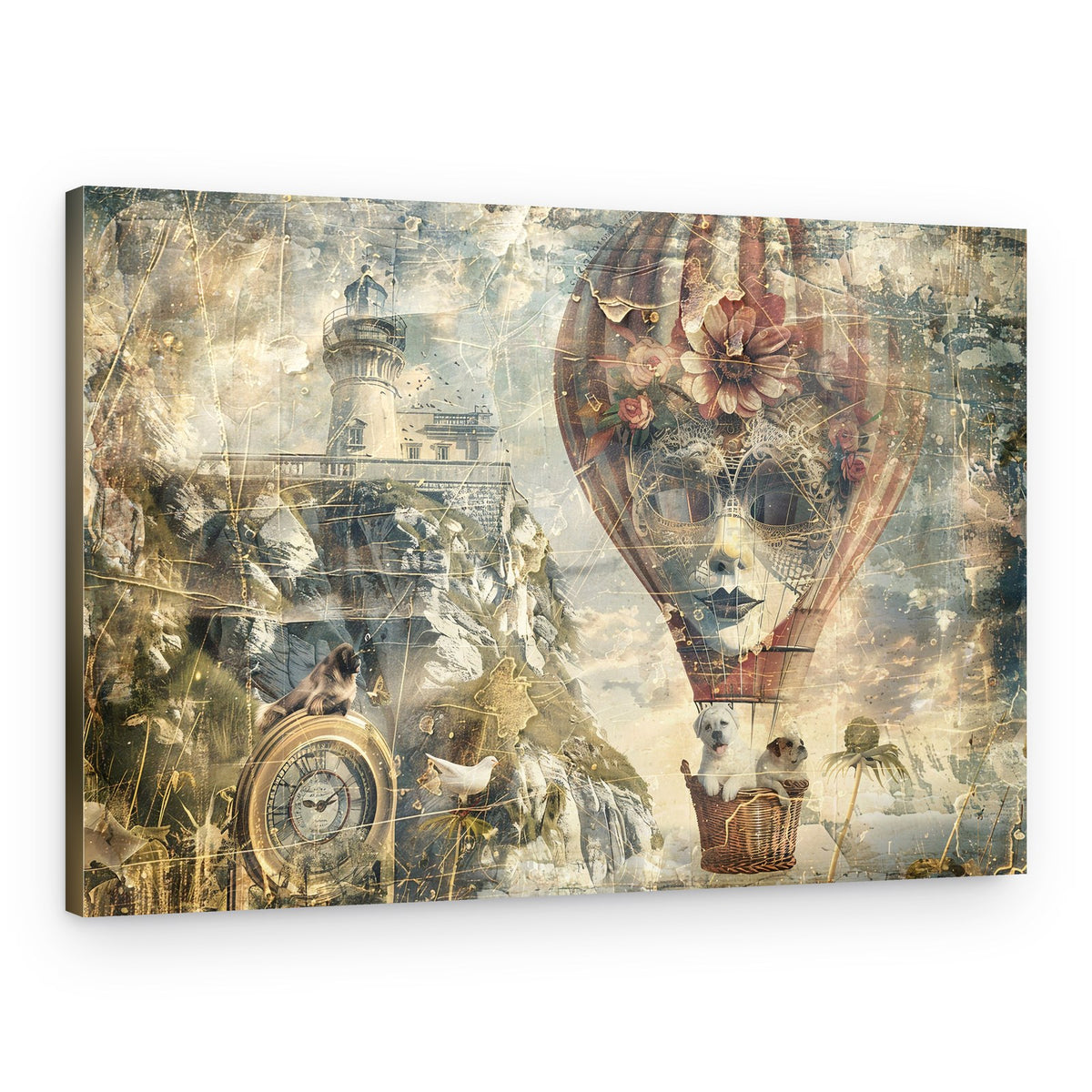 Whimsical Lighthouse Balloon – Canvas Print