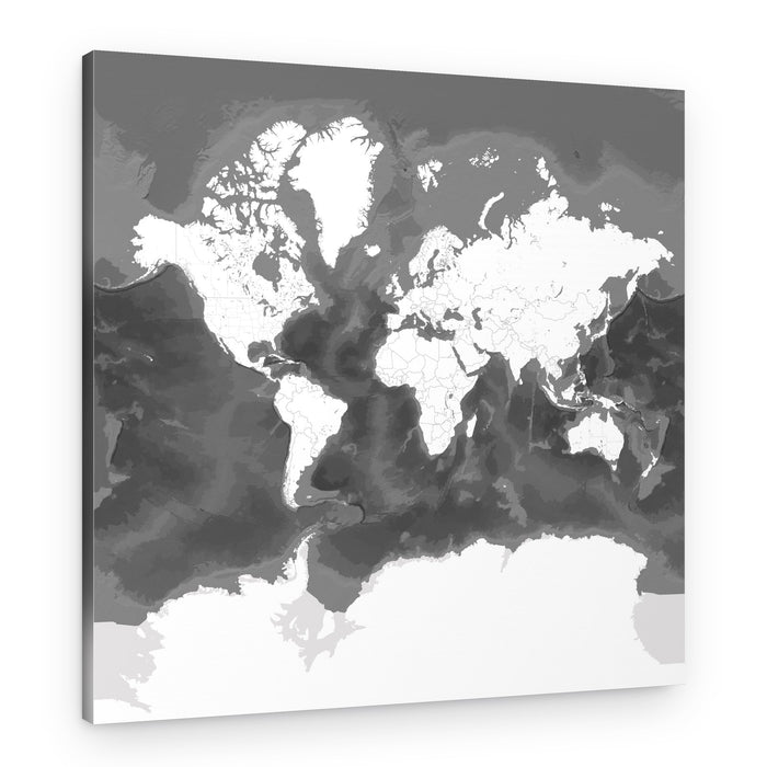 Detailed World Ocean Map – Canvas Print