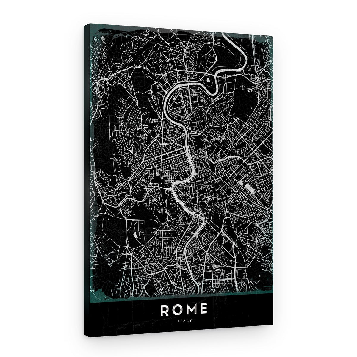 Dark Rome City Map – Canvas Print