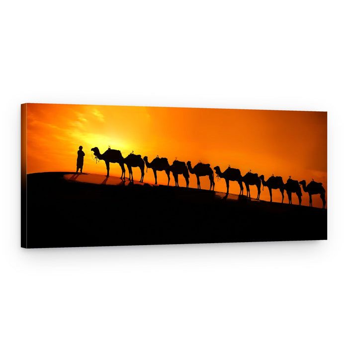 Golden Hour Camel Caravan – Canvas Print