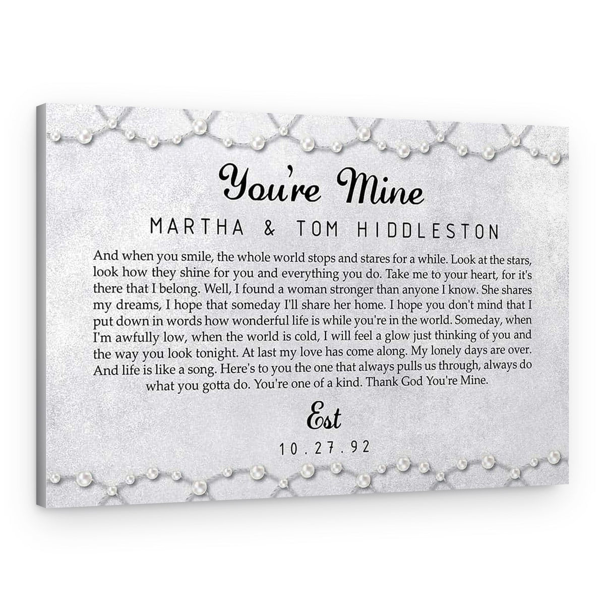 30th Anniversary Pearl Song Lyrics Custom Canvas Print – Canvas Print