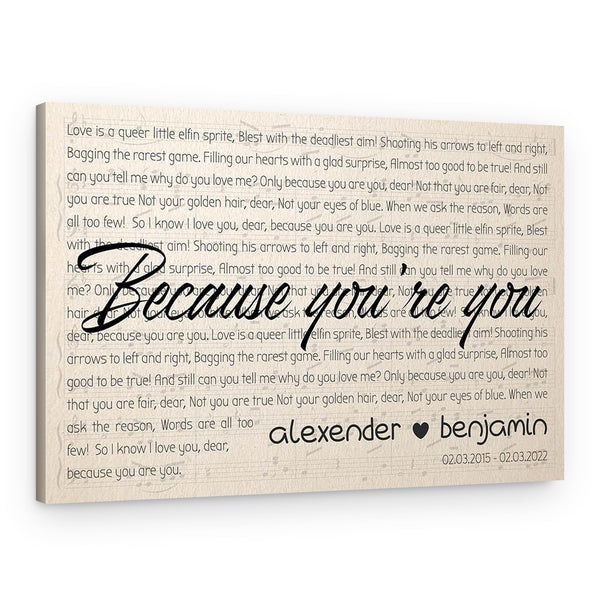 Custom Wedding Song Anniversary Gift Canvas