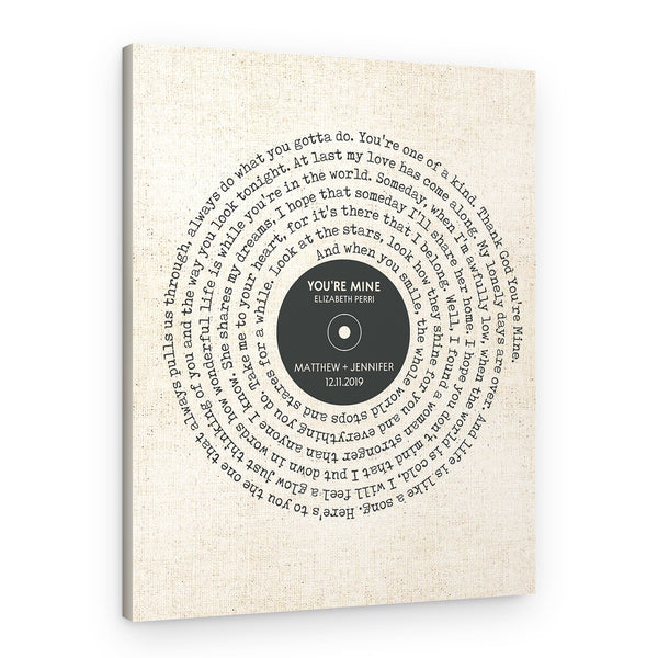 Personalized Vintage Spiral Song Lyrics Canvas Print