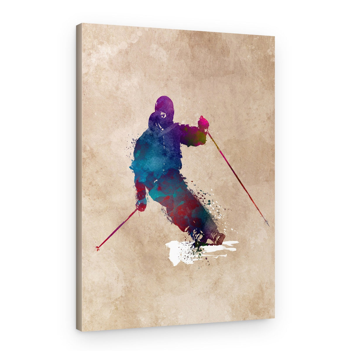 Watercolor Ski Action – Canvas Print