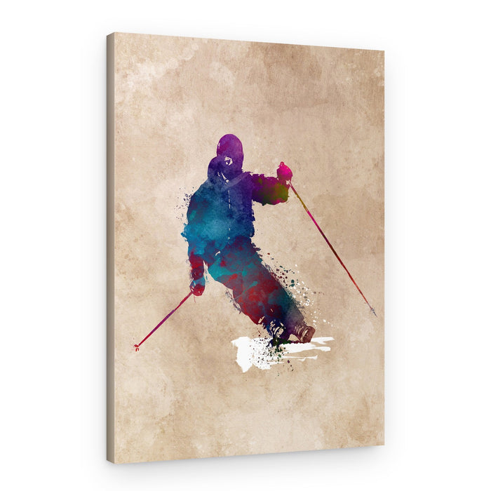 Watercolor Ski Action – Canvas Print