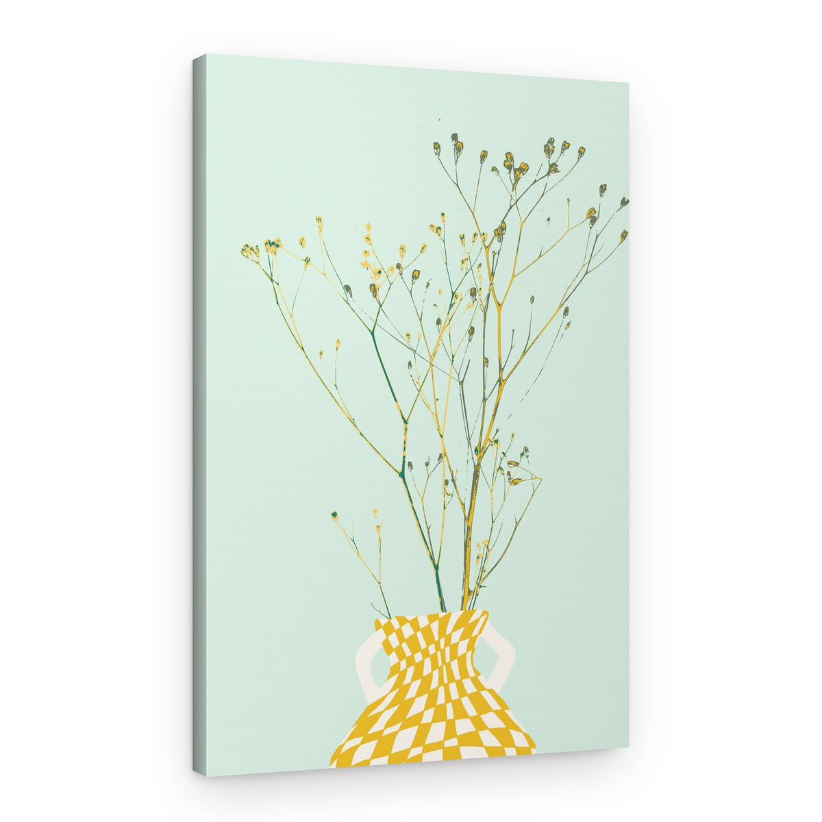 Botanical Checkered Vase – Canvas Print