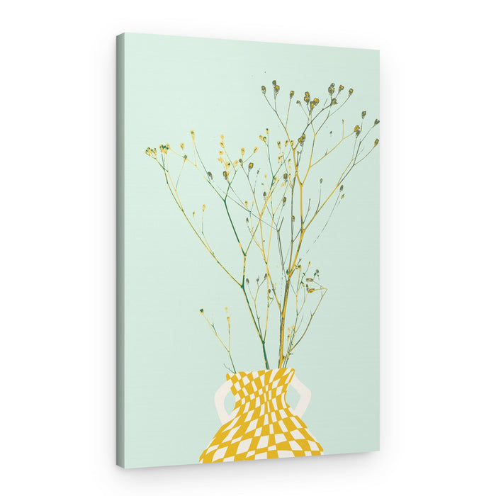 Botanical Checkered Vase – Canvas Print