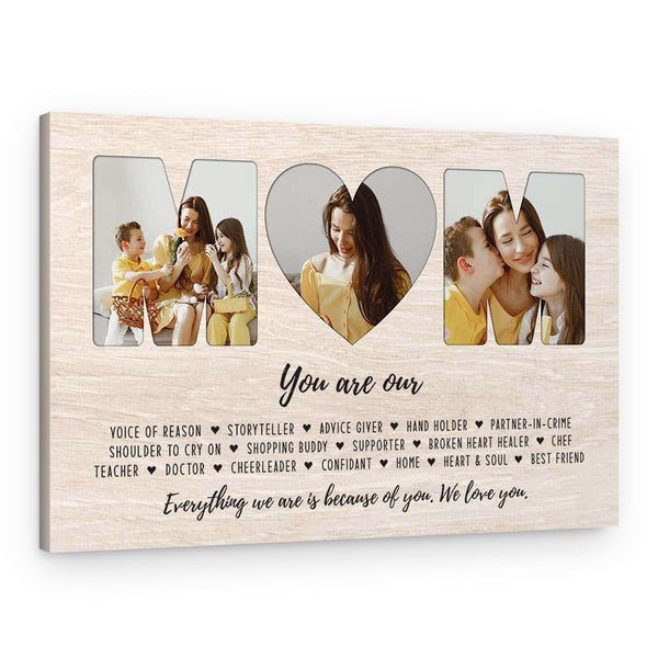MOM Custom Heart-Shaped Photo Canvas Print