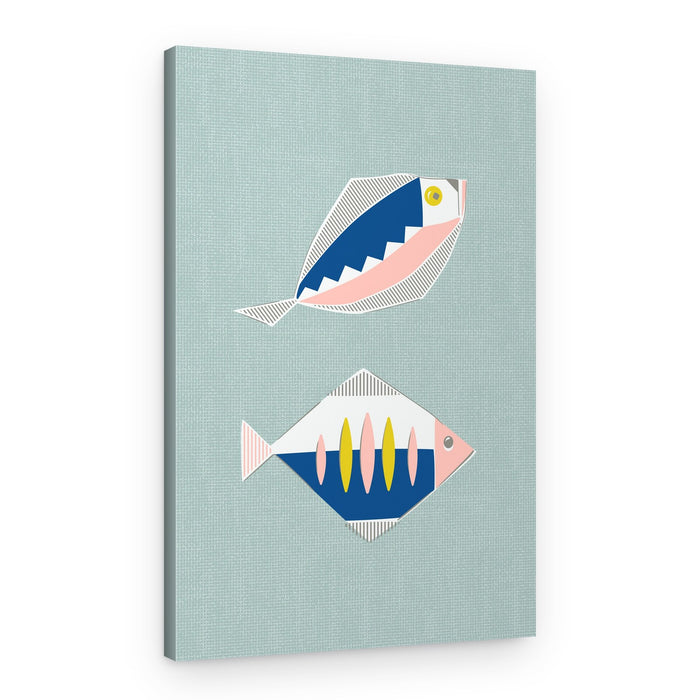 Playful Geometric Fish – Canvas Print