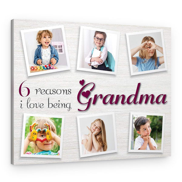 “Reasons I Love Being Grandma” Custom Photo Canvas Print