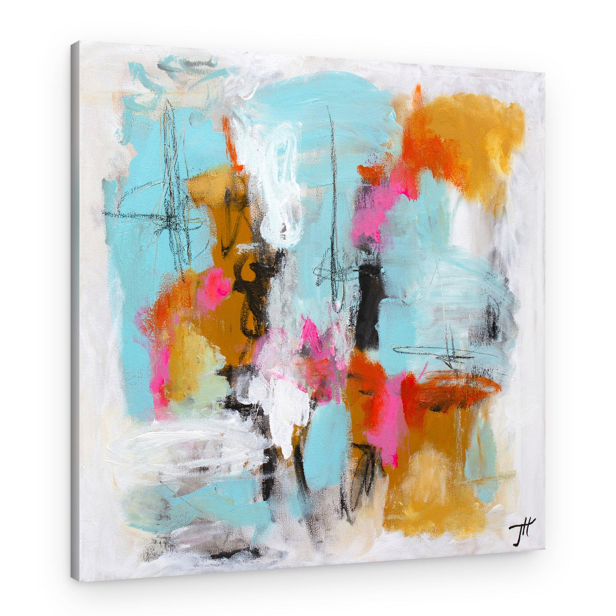 Vibrant Pink Gold Abstract – Canvas Print