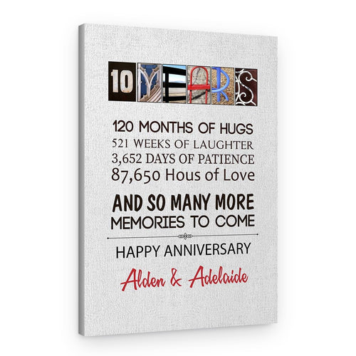10 Years Happy Anniversary Letter Love Art Canvas Print – Canvas Print