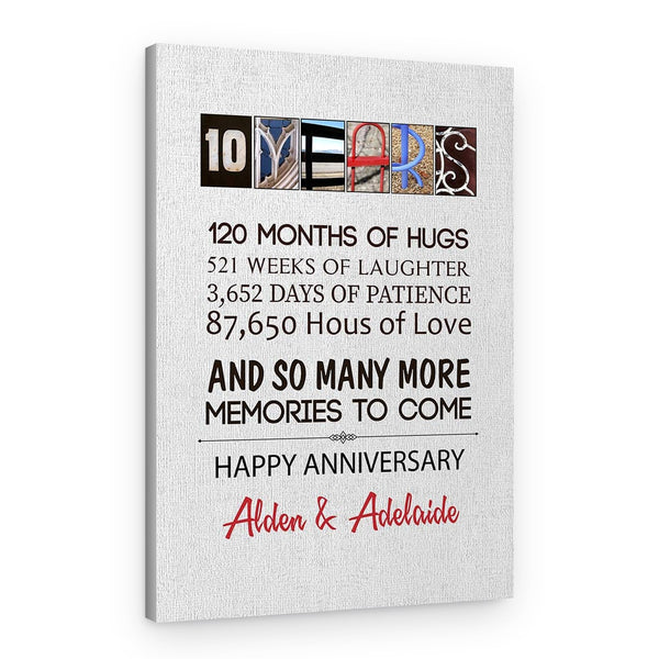 10 Years Happy Anniversary Letter Love Art Canvas Print