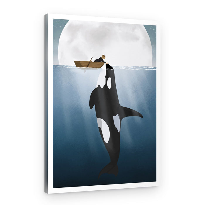 Man And Orca Moonlight – Canvas Print