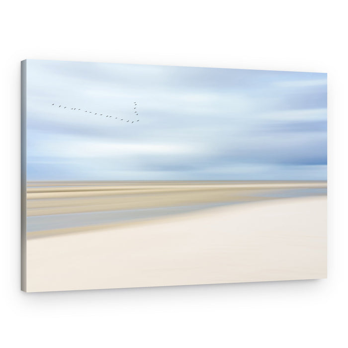 Birds Over Serene Shore – Canvas Print