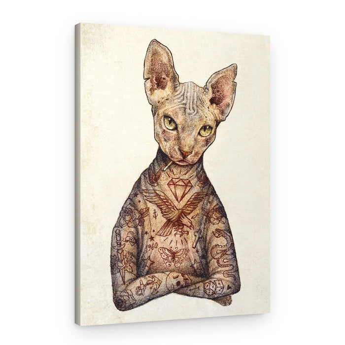 Stylish Tattoo Cat – Canvas Print