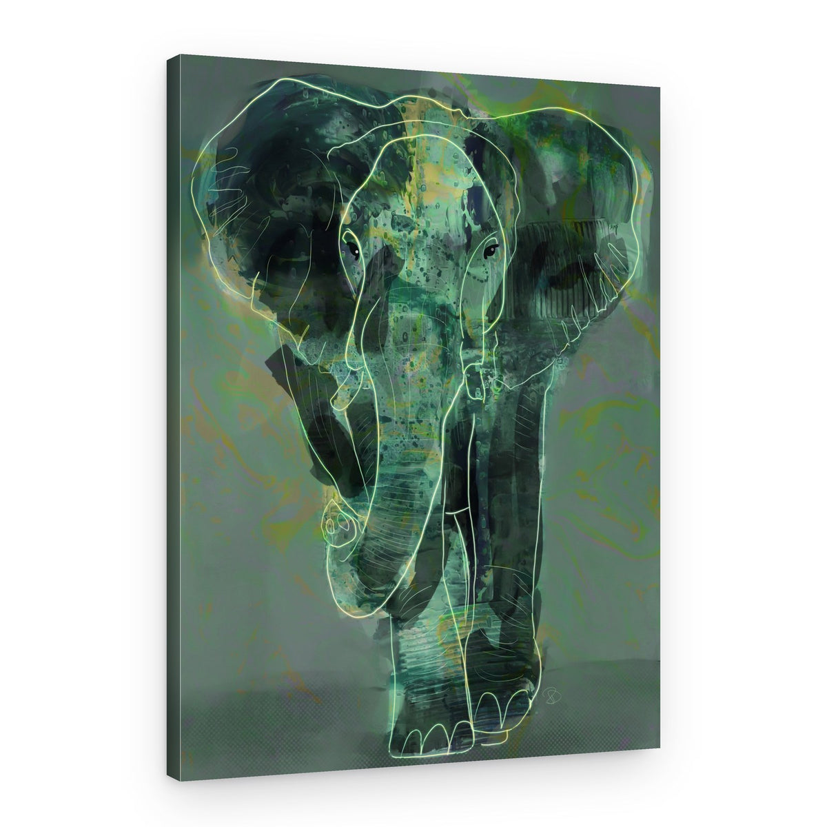 Emerald Glowing Elephant – Canvas Print
