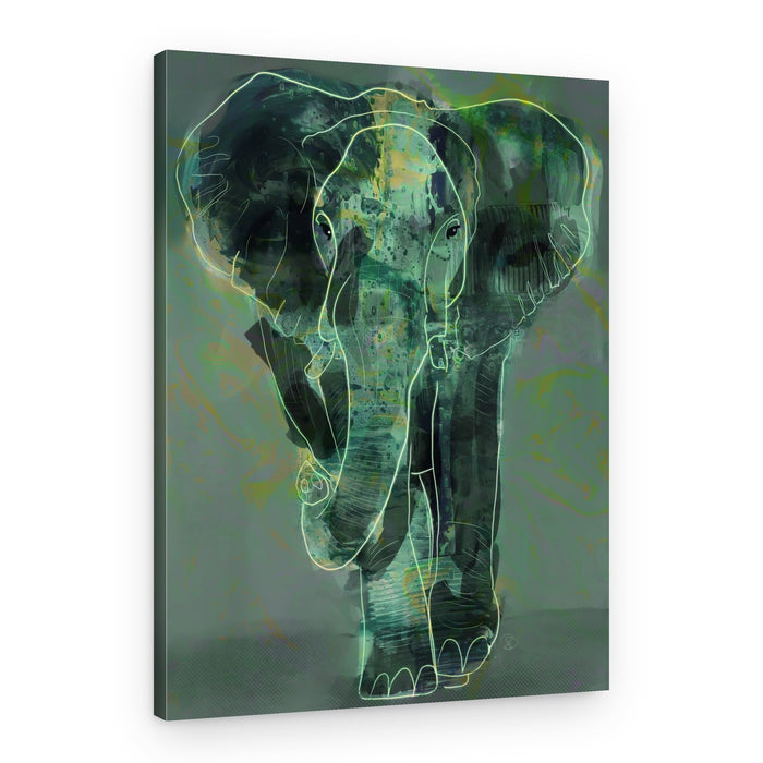 Emerald Glowing Elephant – Canvas Print