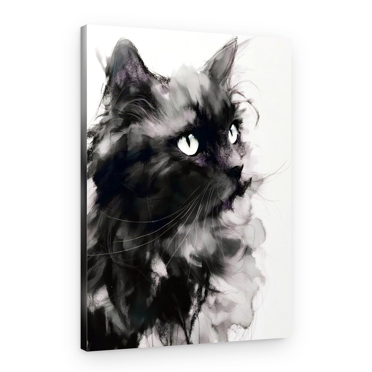 Mysterious Black Cat Portrait – Canvas Print