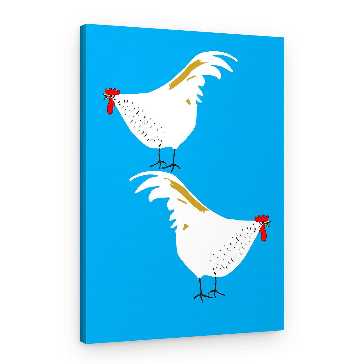 White Rooster Duo – Canvas Print