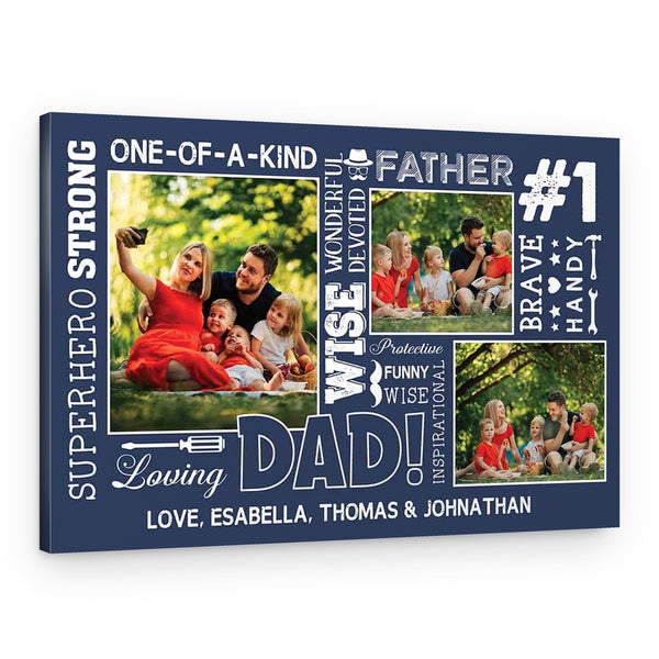 Dad Word Cloud With Photo Collage Canvas Print