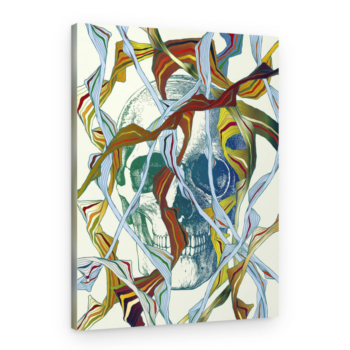Vibrant Skull Weave – Canvas Print
