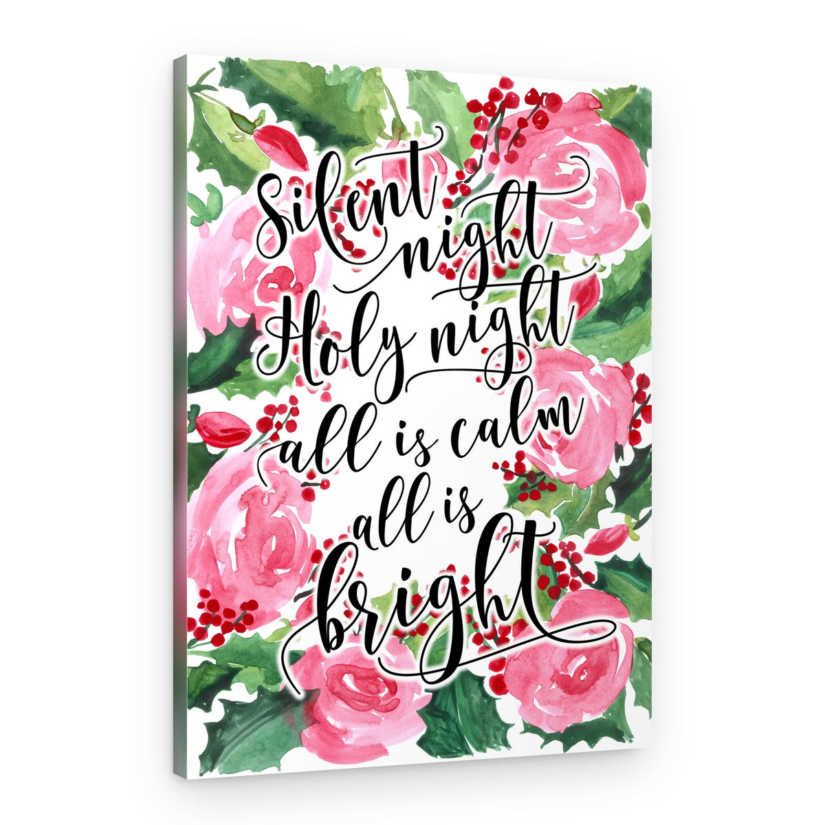 Silent Night Christmas Floral – Canvas Print