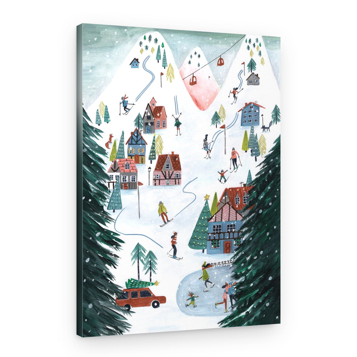 Nordic Skiing in the mountains at Christmas – Canvas Print