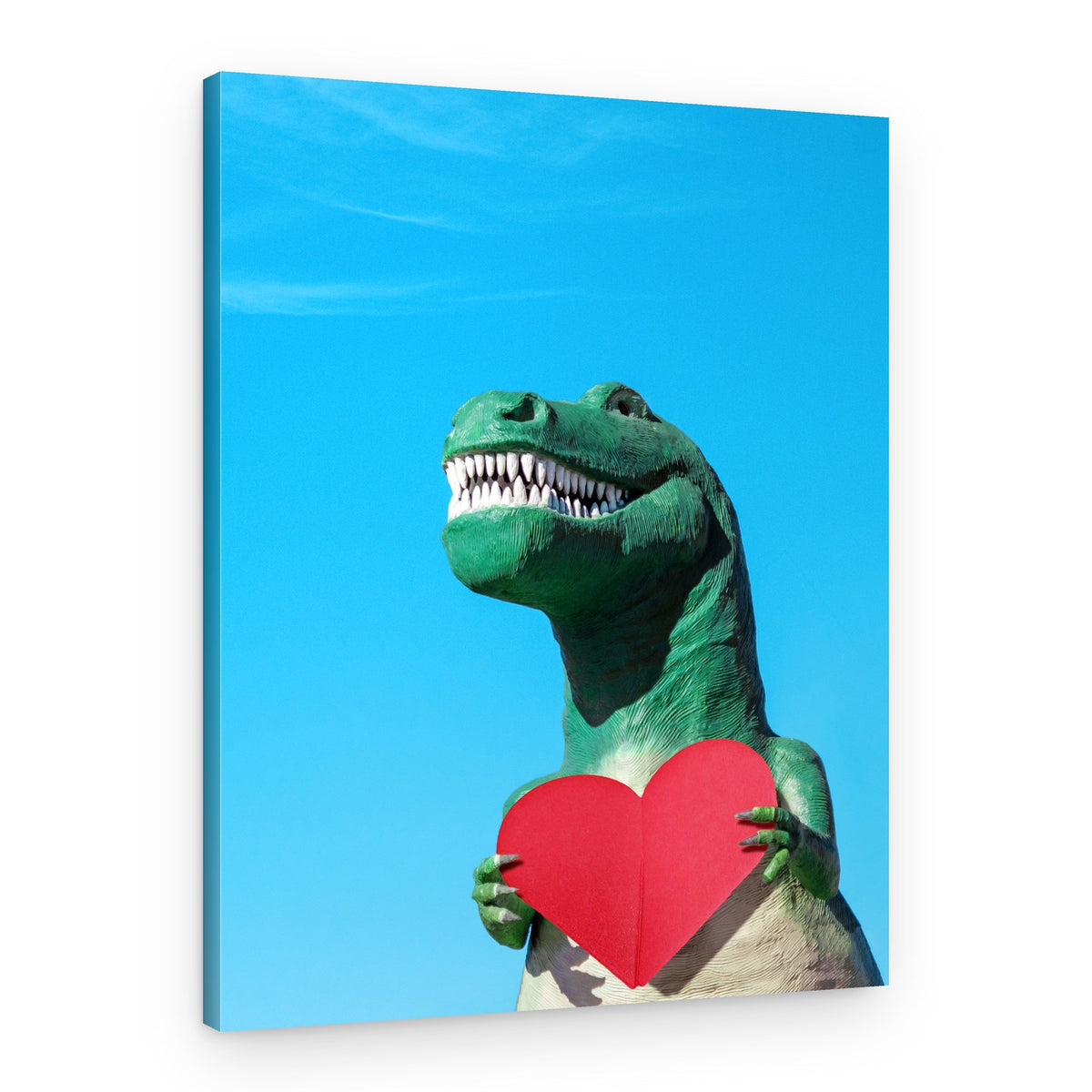 Tyrannosaurus Rex with a Red Paper Heart – Canvas Print