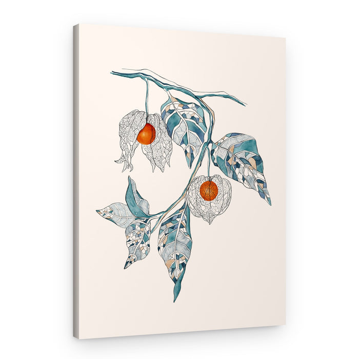 Stylized Physalis Branch – Canvas Print