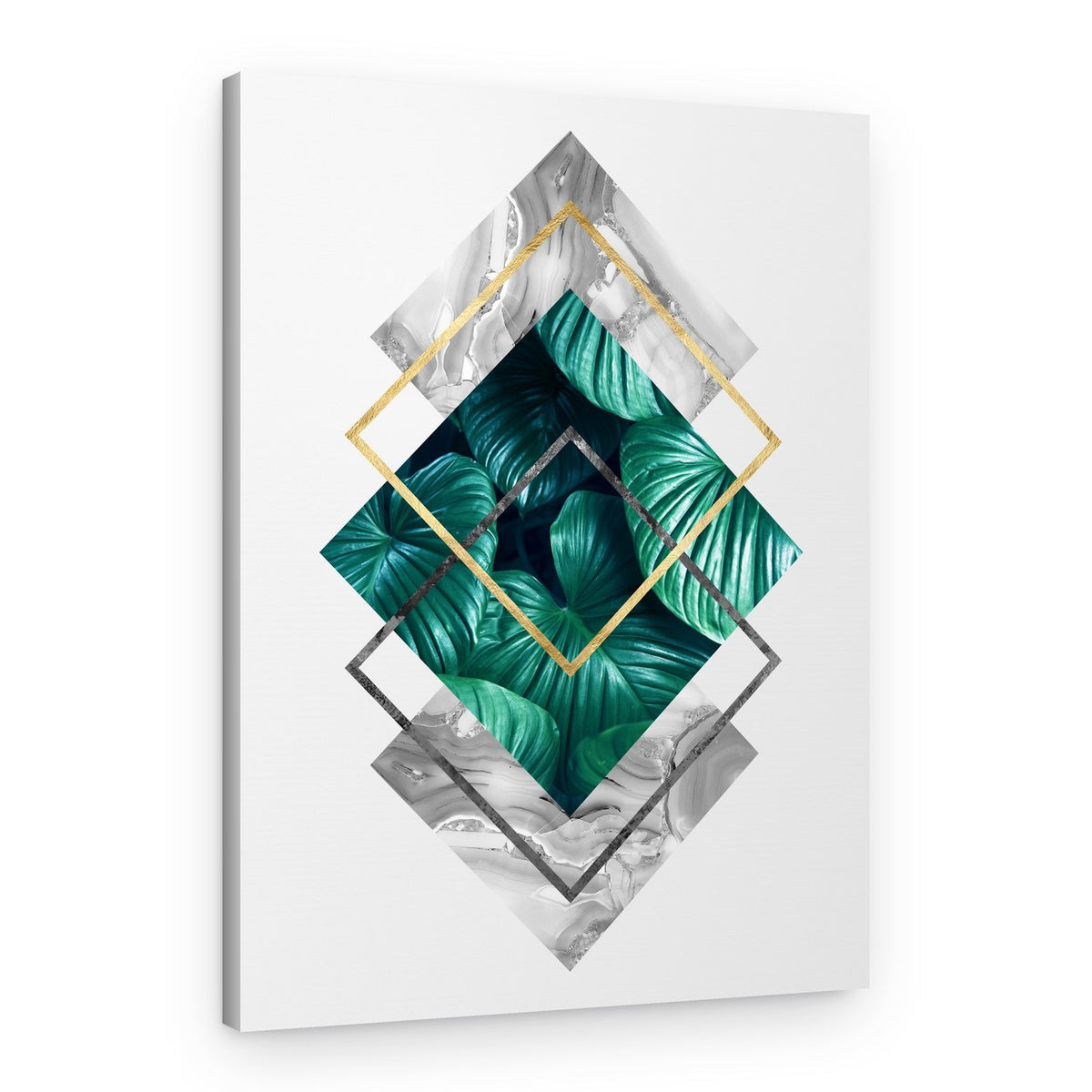 Emerald Geometric Marble – Canvas Print