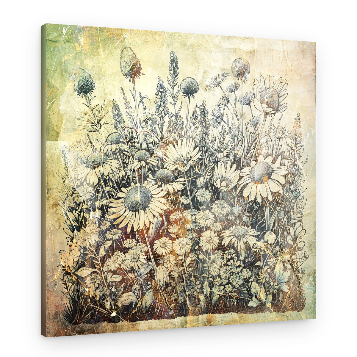 Vintage Wildflower Sketch – Canvas Print
