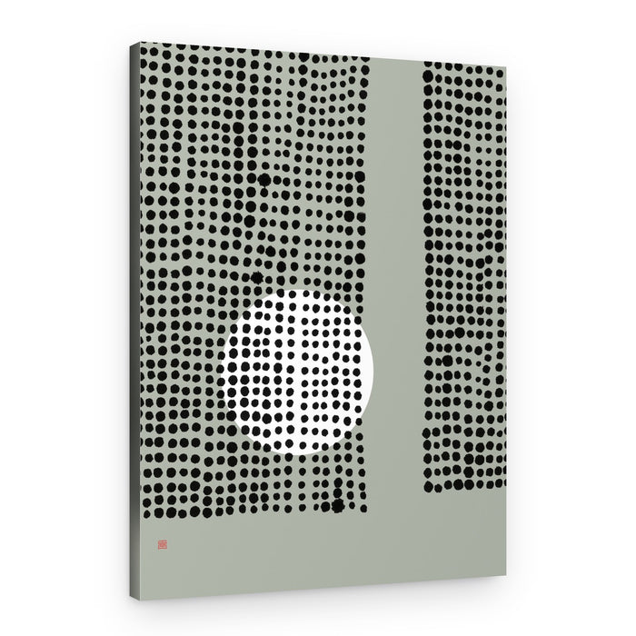 Black Dots White Circle – Canvas Print