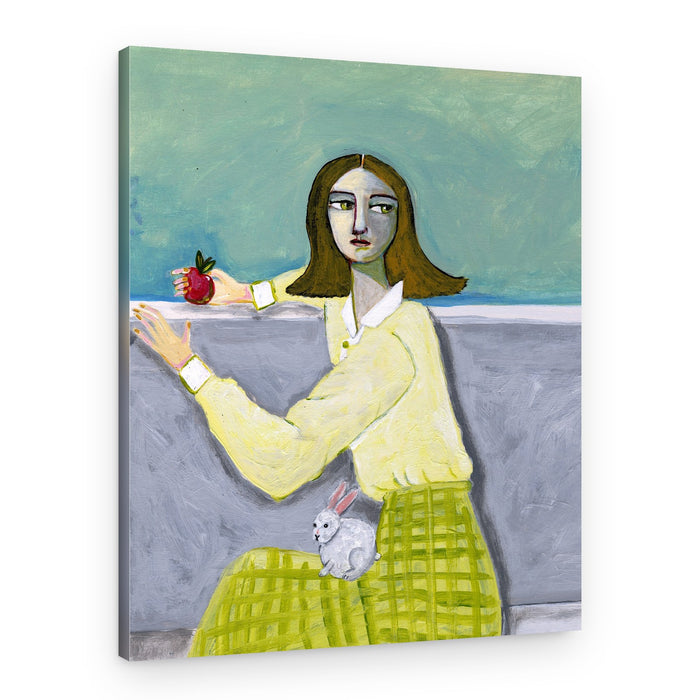 Pensive Girl and Rabbit – Canvas Print