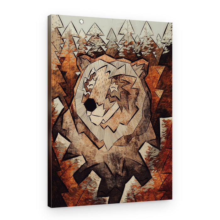 Geometric Forest Bear – Canvas Print